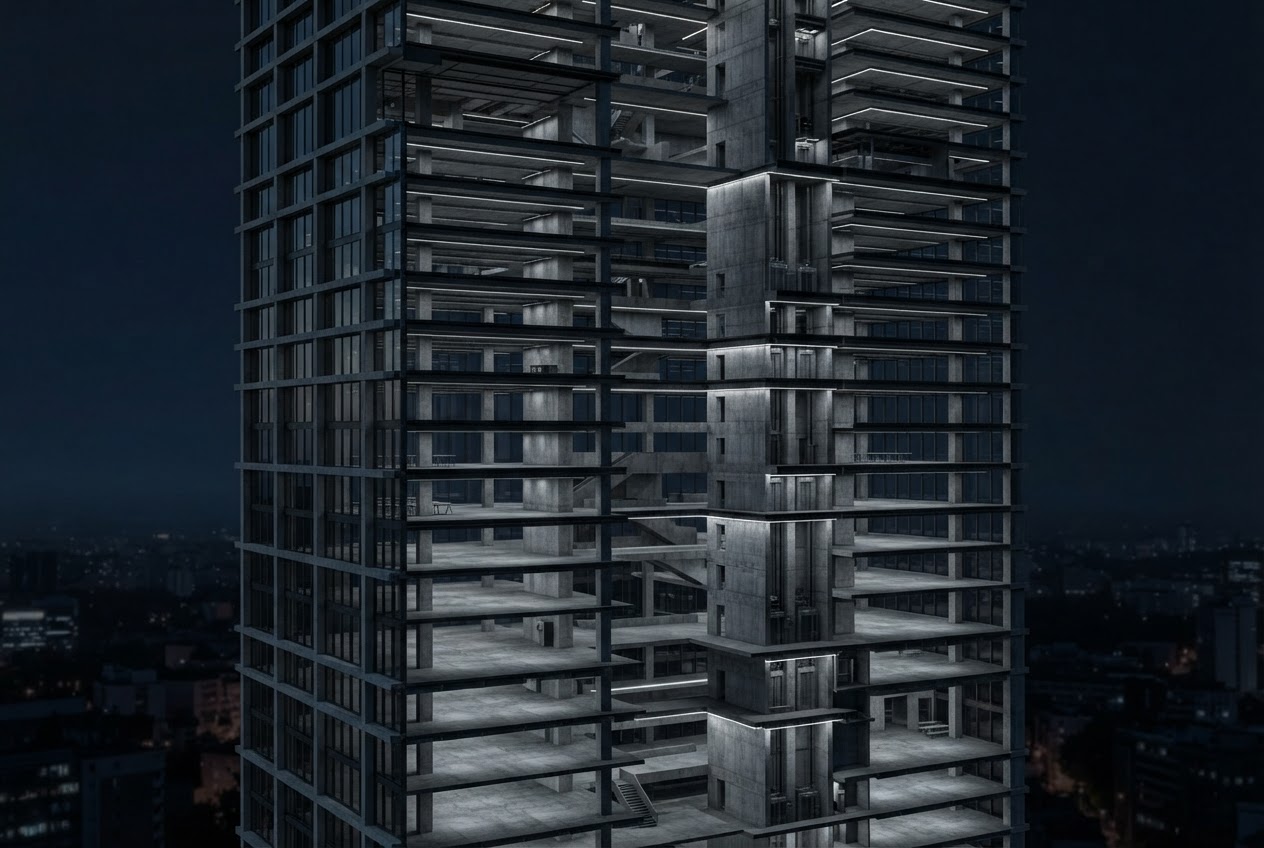 Architectural cross-section representing structured enterprise systems