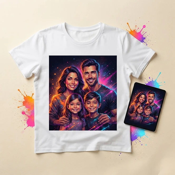 Camiseta personalizada com arte criada por IA