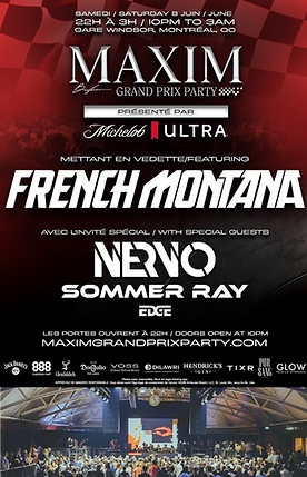 Maxim Grand Prix Party poster featuring French Montana, JPM Talent Booking