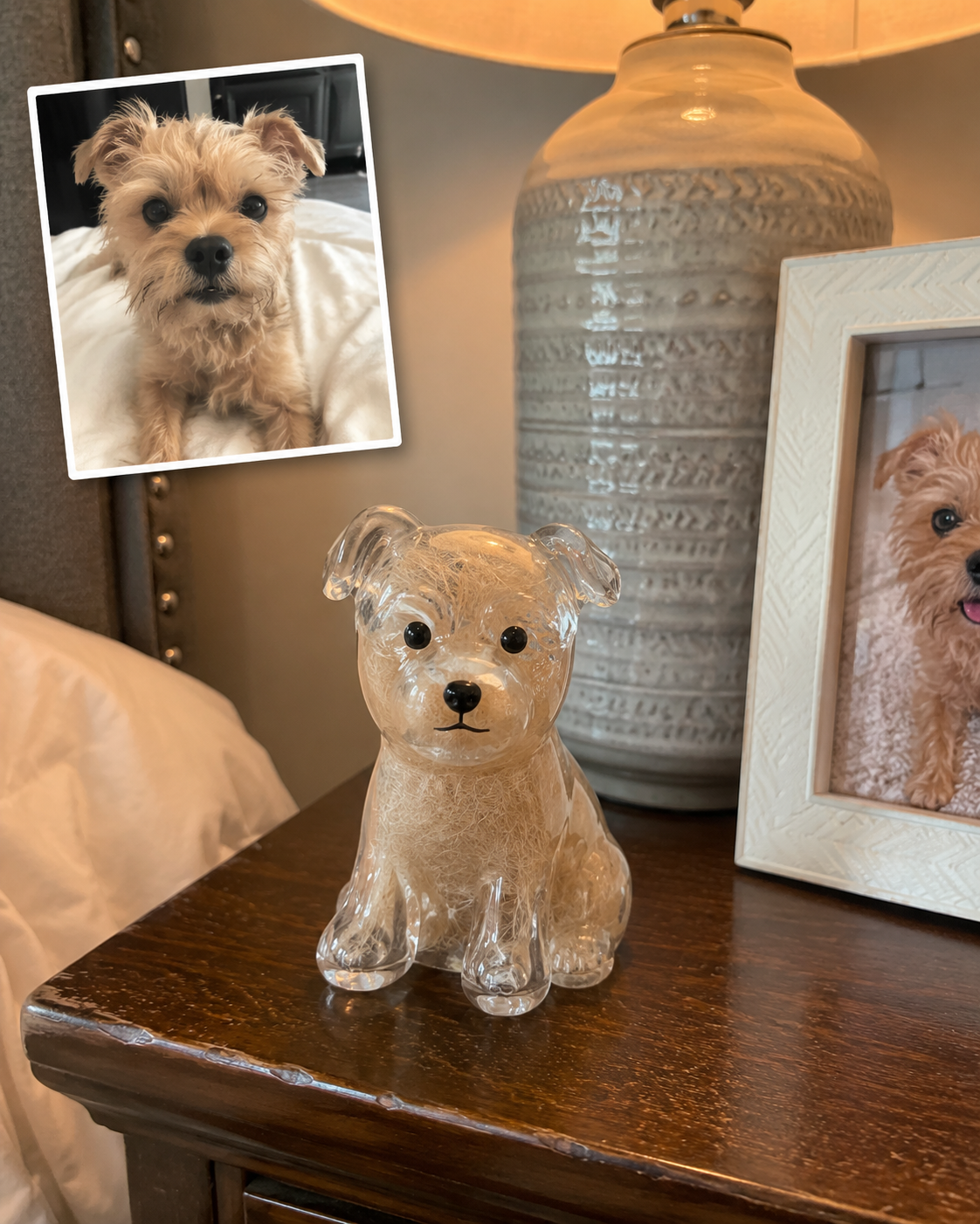 Finished keepsake made with Cooper's fur