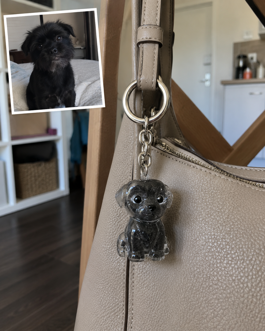 Finished keepsake made with Shadow's fur
