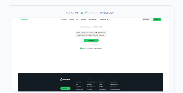 Vista previa de página de WhatsApp