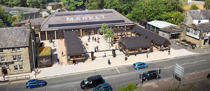 Aerial view of Rawtenstall town centre