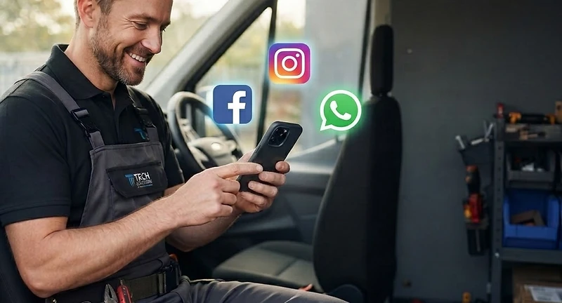 Servicetechniker liest in Facebook eine Stellenausschreibung und bewirbt sich direkt