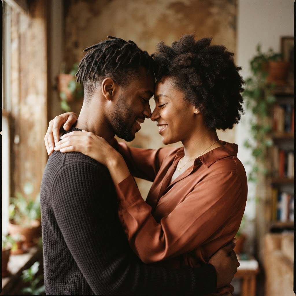 Intimate couple embracing
