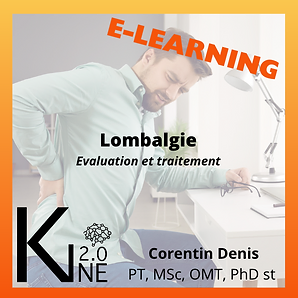 Lombalgie: Evaluation et traitement — formation e-learning pour kinésithérapeutes par Corentin Denis PT, MSc, OMT, PhD student