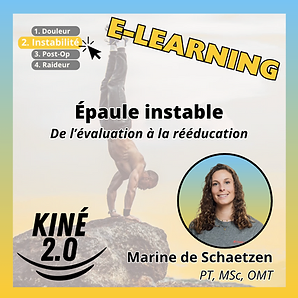 Épaule instable : de l'évaluation à la rééducation — formation e-learning pour kinésithérapeutes par Marine de Schaetzen PT, MSc, OMT