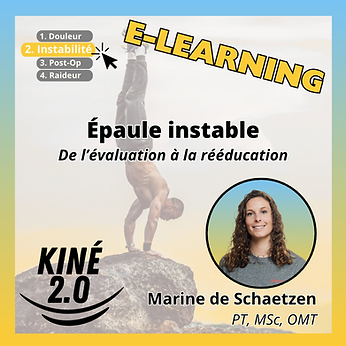 Épaule instable : de l'évaluation à la rééducation — formation e-learning pour kinésithérapeutes par Marine de Schaetzen PT, MSc, OMT