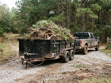 Dump trailer loaded with brush on a rural Georgia property