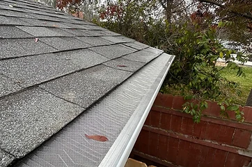 Mesh gutter guard installed along a shingle roof edge