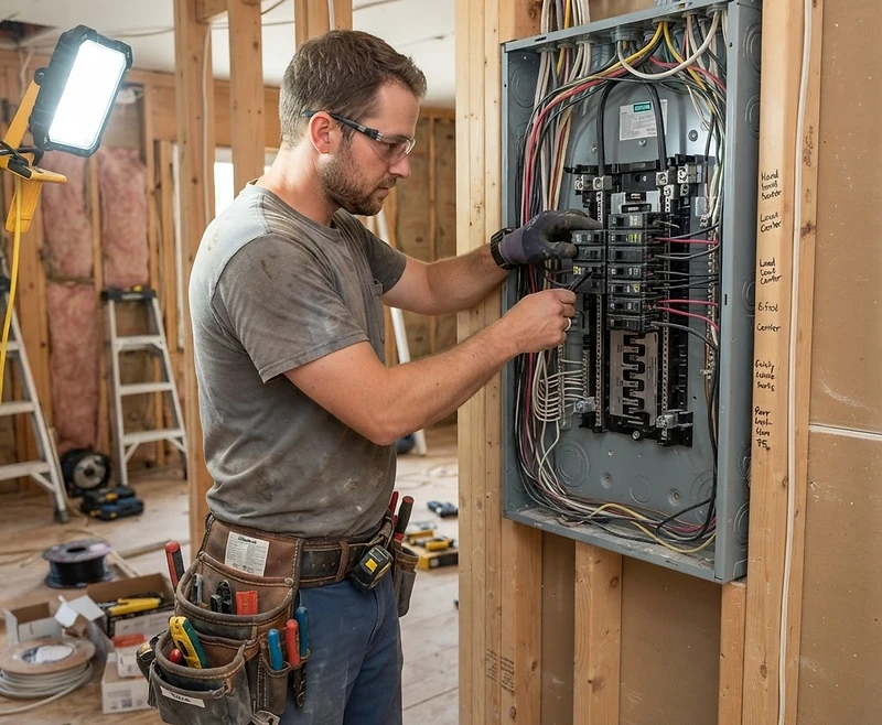 Home remodeling electrical work — new wiring and recessed lighting