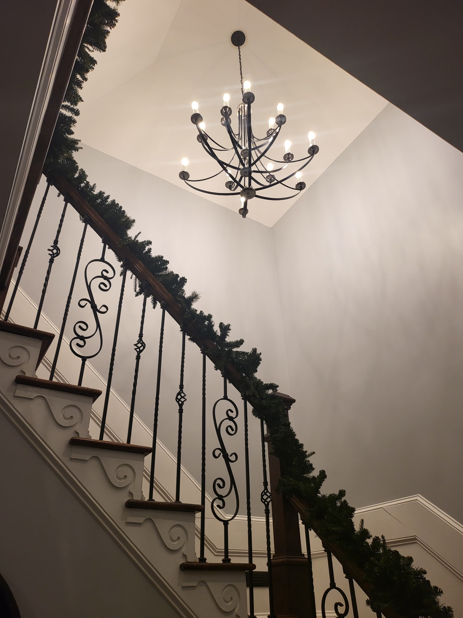 Staircase Chandelier & Garland