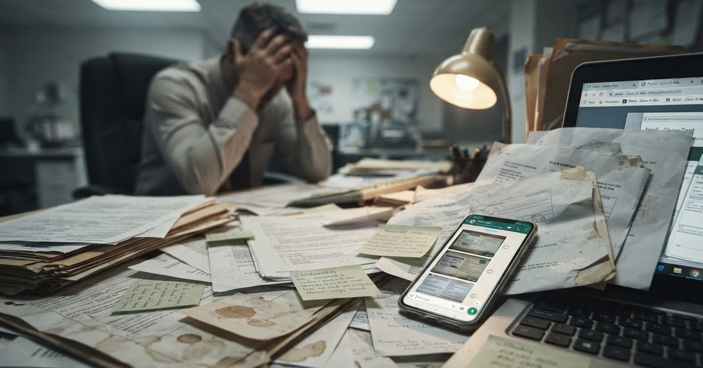 Surveyor organizing scattered claim documents
