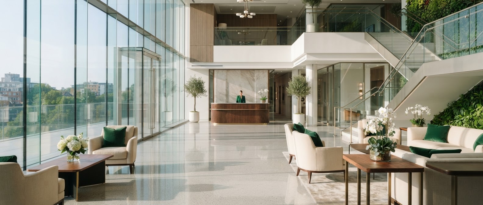 A bright, clean premium space — the KLYN+ result