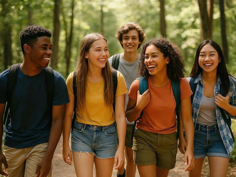 A group of young people walking together, representing the youth Right Step serves