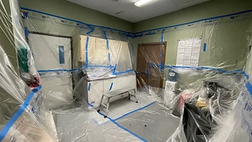 Interior room covered with 3M masking film and drop cloths Indiana