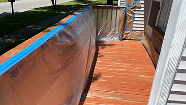 Deck railing wrapped in 3M advanced masking film Indiana