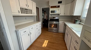 Kitchen cabinets after painting white finish Indiana