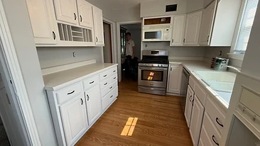 Kitchen cabinets after painting white finish Indiana