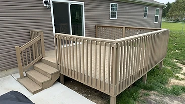Wood deck after staining with warm taupe finish Indiana