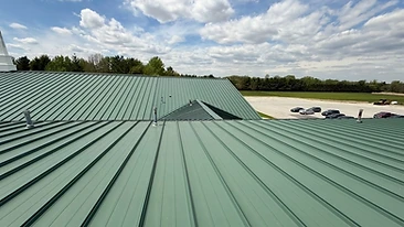Green standing seam metal roof commercial Indiana