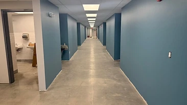 Commercial hallway painted blue Indiana