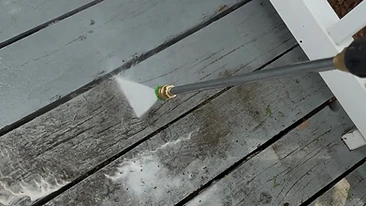 Pressure washing weathered wooden deck cleaning Indiana
