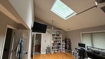Vaulted ceiling room painted light grey Indiana