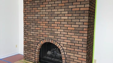 Brick fireplace prepped for white washing Northwest Indiana