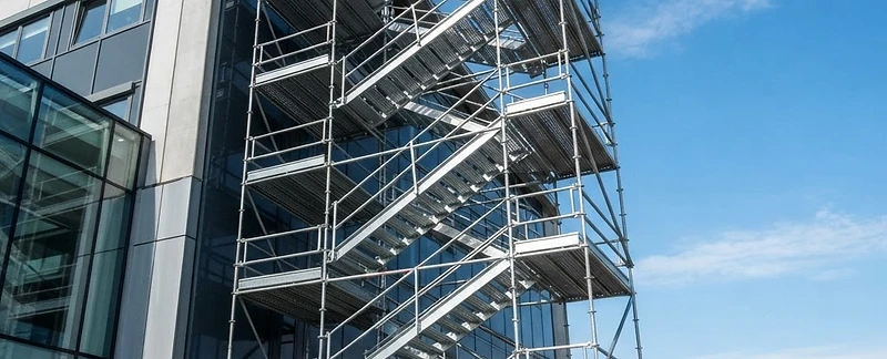 Galvanized steel stair tower scaffold providing access