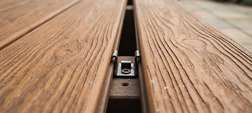Composite decking board grain close-up