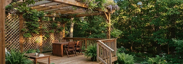 Raised deck with privacy lattice on a Pickering property