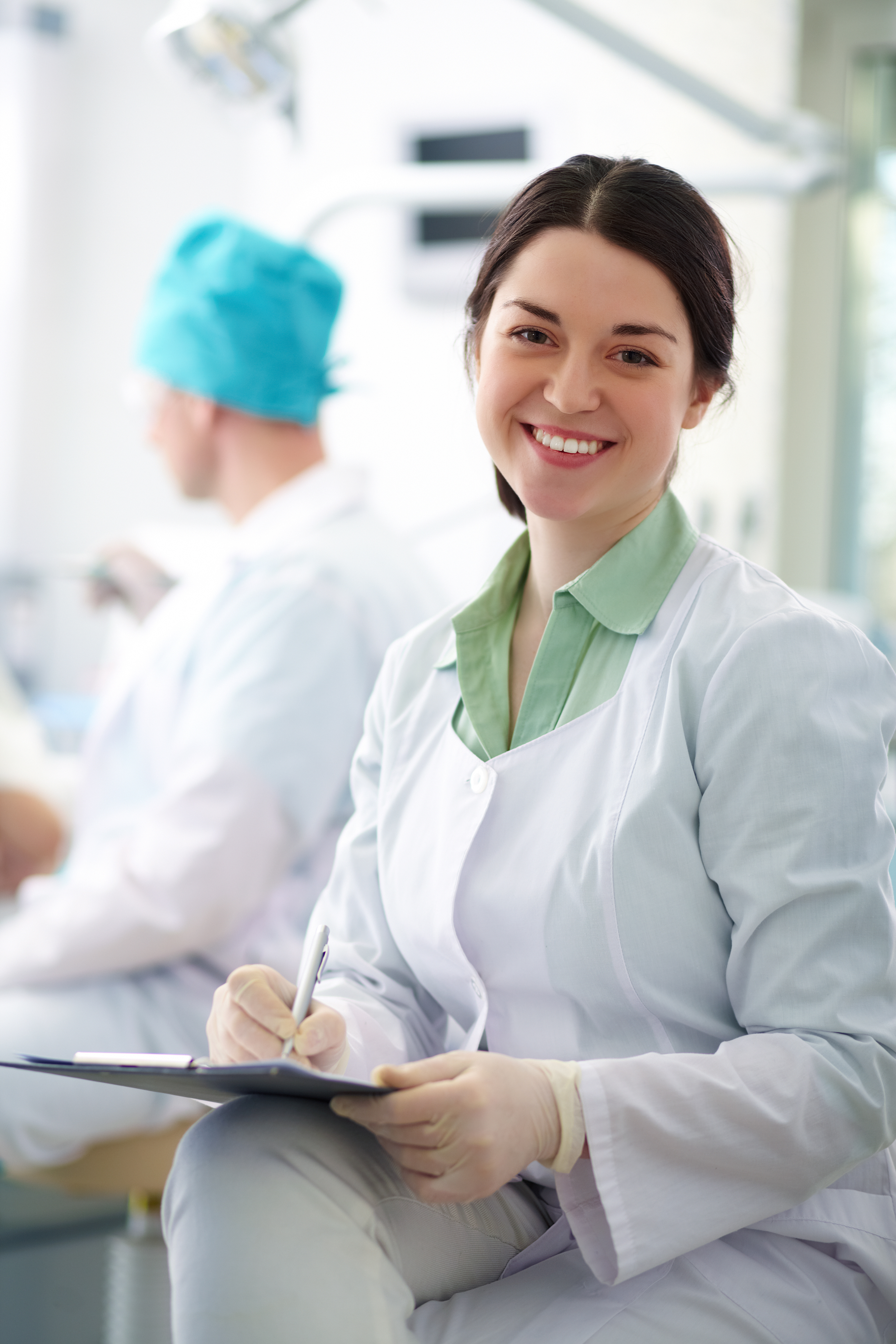 A healthcare practitioner in a bright, modern office