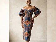 A woman wearing modern ankara print fashion