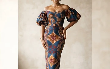 A woman wearing modern ankara print fashion