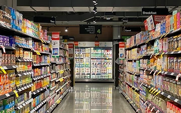 A grocery store aisle during a search for specialty African ingredients