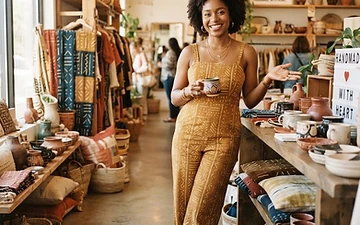 An African woman entrepreneur in her boutique
