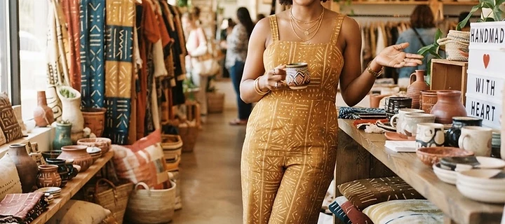 An African woman entrepreneur in her boutique