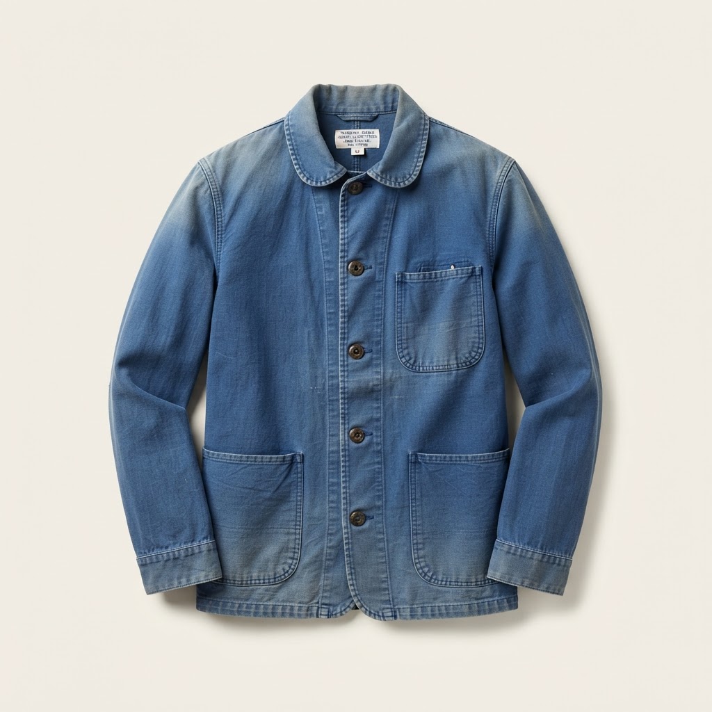Traditional French Industrial Outfitters Vintage French Bleu de Travail Cotton Chore Jackets