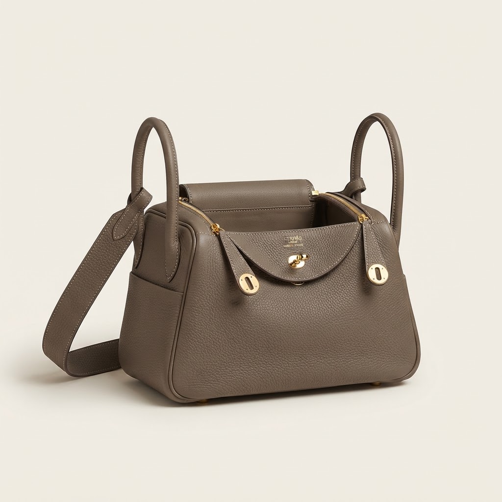Hermès Hermès Lindy 26 Taurillon Clemence Etoupe Gold Hardware