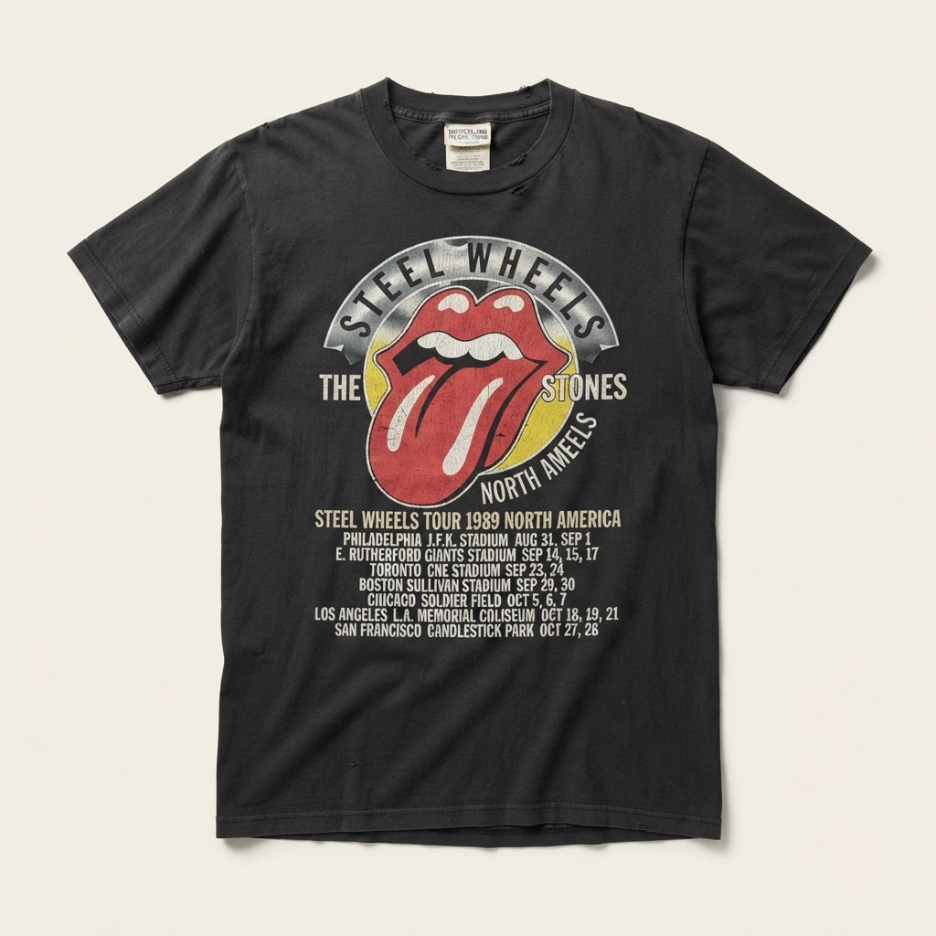 John Pasche and Tour Merchandising Staff Vintage The Rolling Stones Concert Tour Graphic T-Shirts