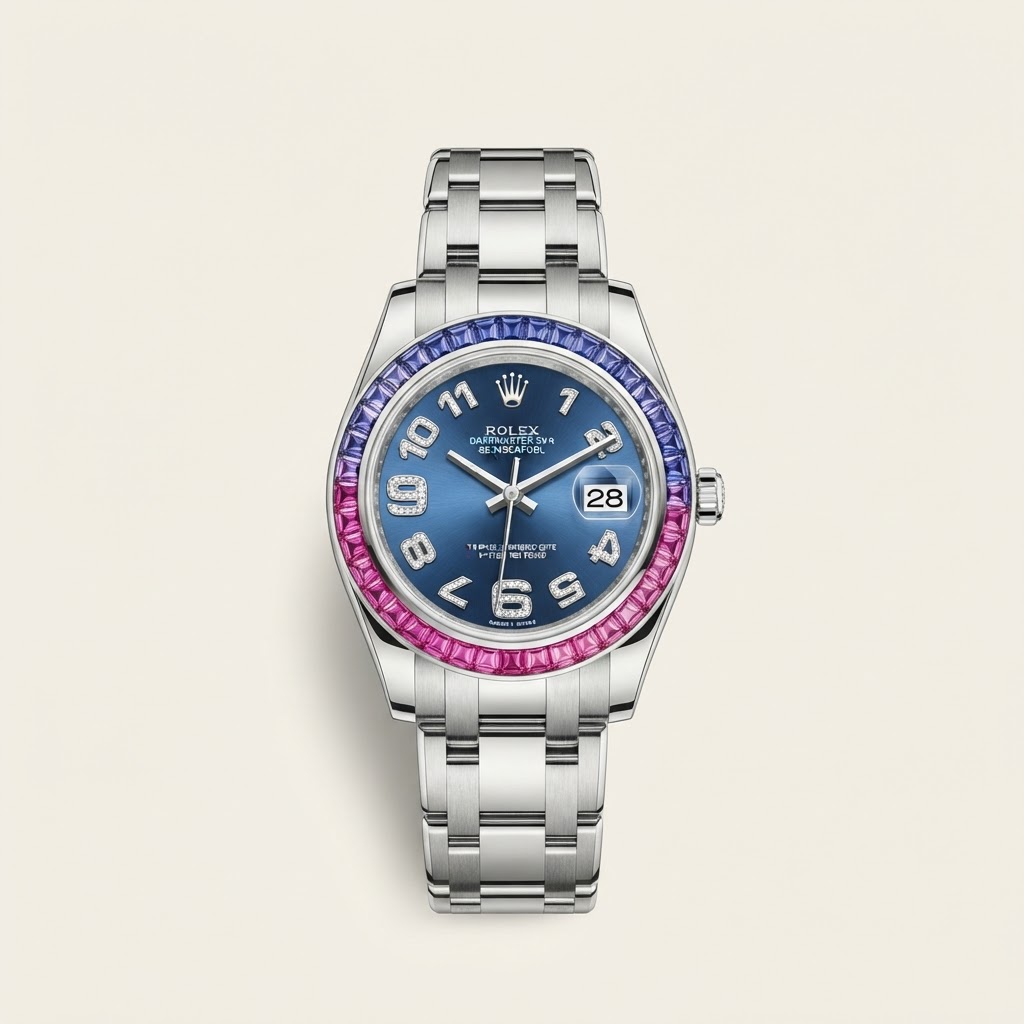 Rolex Rolex Datejust Pearlmaster 39 — Blue Sunburst Dial with Applied 18k White Gold Diamond-Paved Arabic Numerals 6 and 9 Precious Metal Gem-Set Haute Horlogerie Watch 18k White Gold