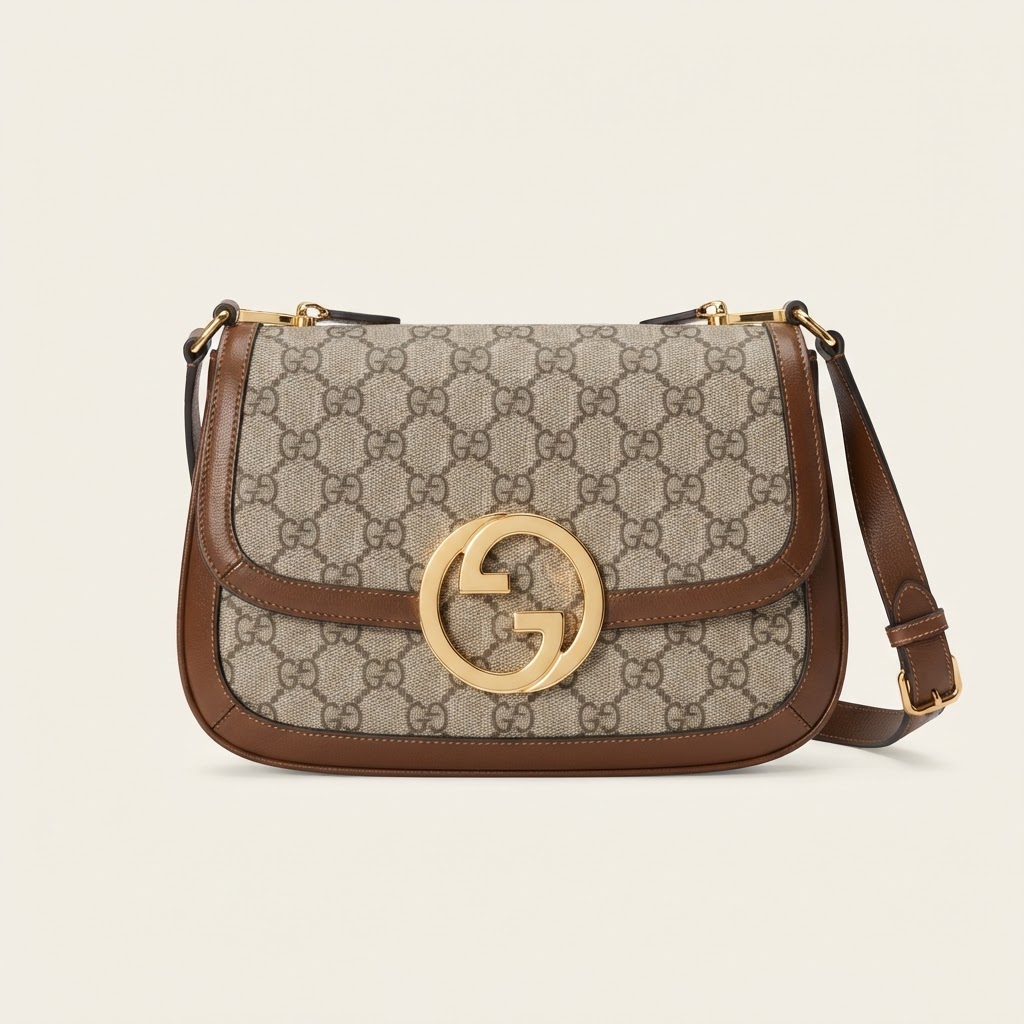 Gucci Gucci Blondie Medium Shoulder Bag GG Supreme Canvas Beige