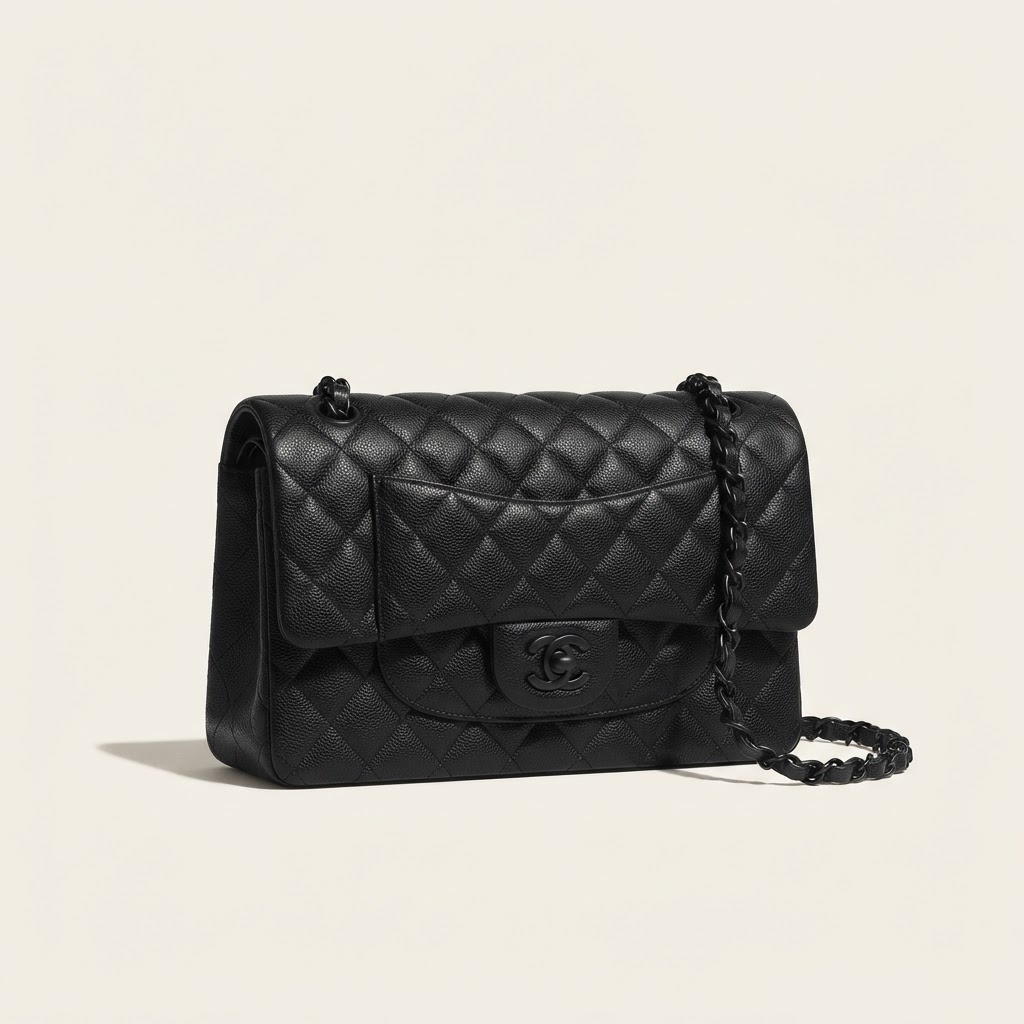 Chanel Chanel Classic Medium Double Flap Bag Black Caviar So Black Hardware
