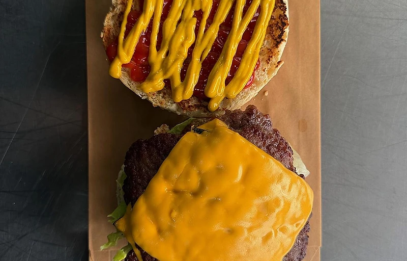 The food truck serving at an event