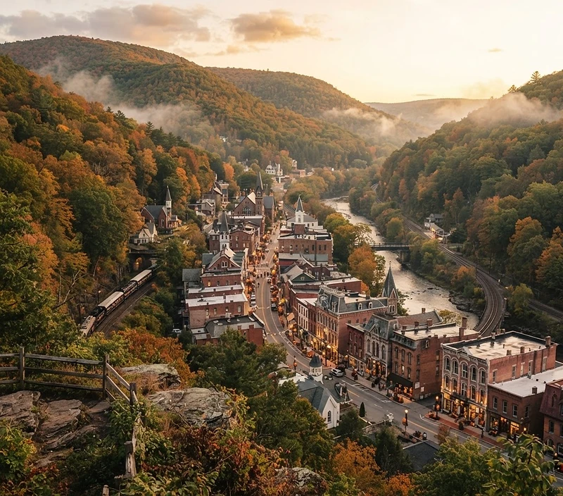 Jim Thorpe mountain town at golden hour