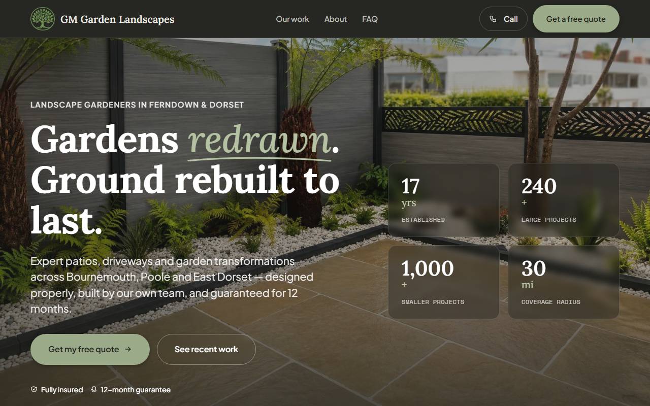 The GM Garden Landscapes homepage