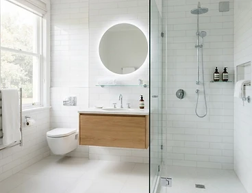 Pristine modern bathroom with spotless tiles