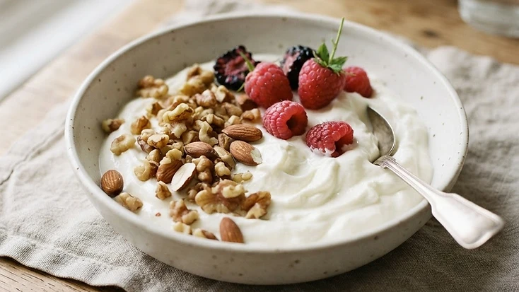 Keto yoghurt with nuts and berries