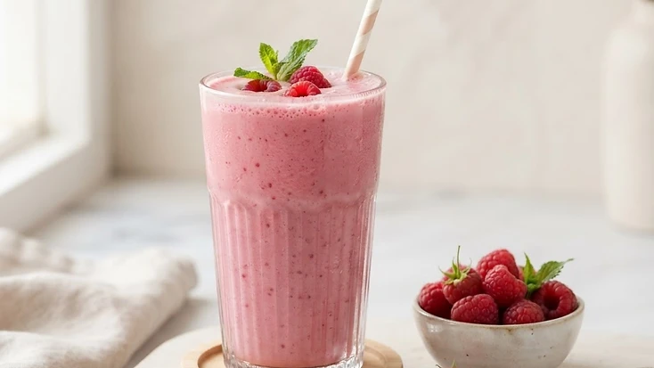KetoCal smoothie with raspberries
